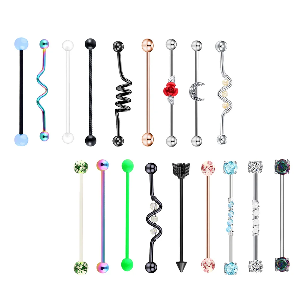 

18 Pcs Double Pierced Earrings Decorative Womens Water Drop Piercing Fashion Studs Ear-studs Stainless Steel Stylish Women's