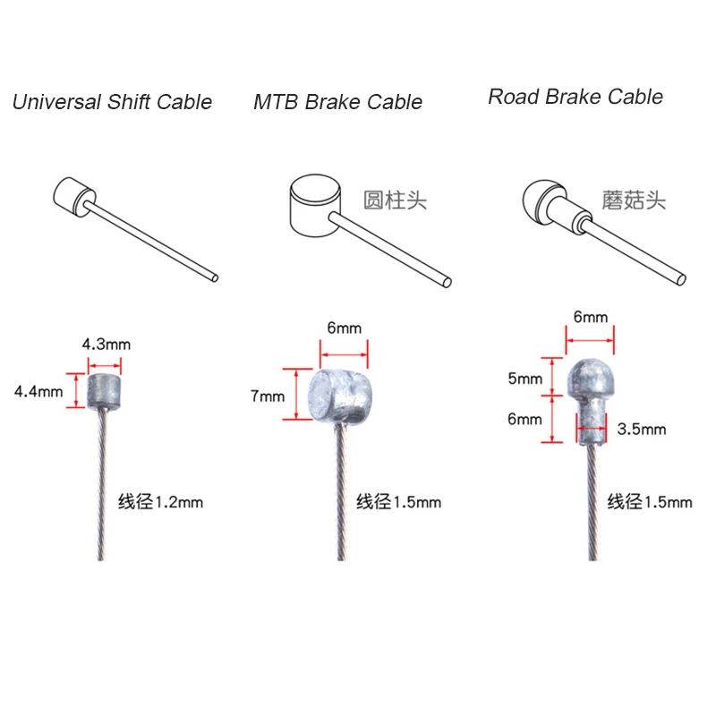 10PC Durable Bicycle Brake and Shift Cable Set for Road and Mountain Bikes