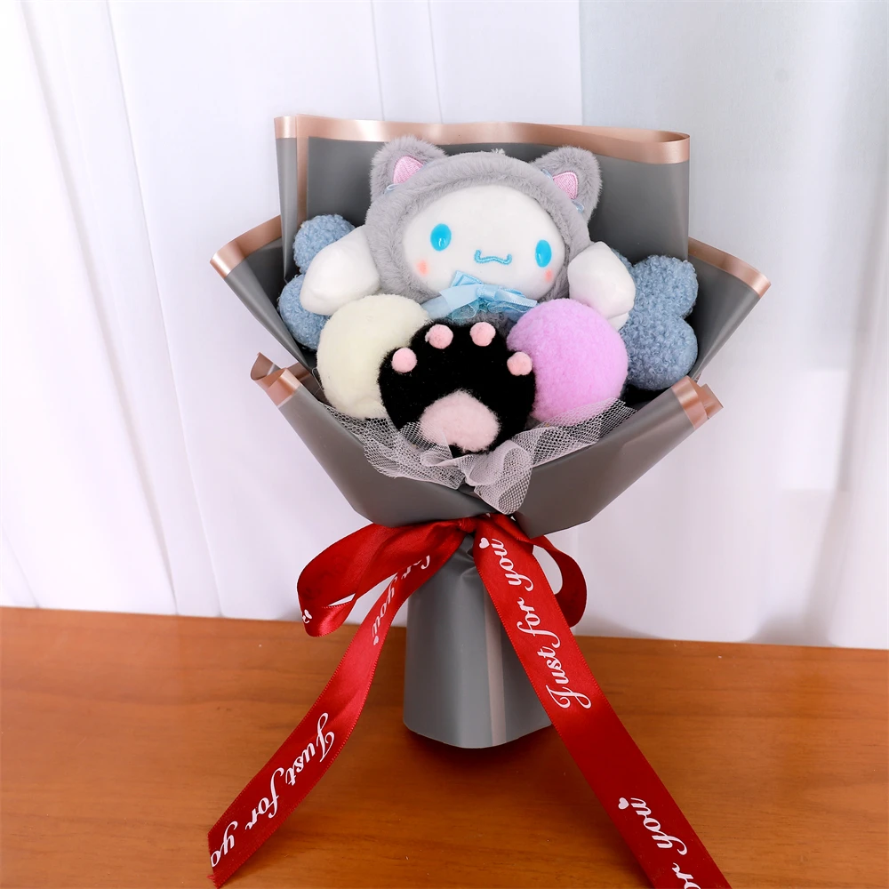 Kuromi My Melody Cinnamoroll Hello Kitty Sanrio Anime Doll Toy Cartoon Plush Bouquet Woman Valentine\'s Day Girls Christmas Gifts