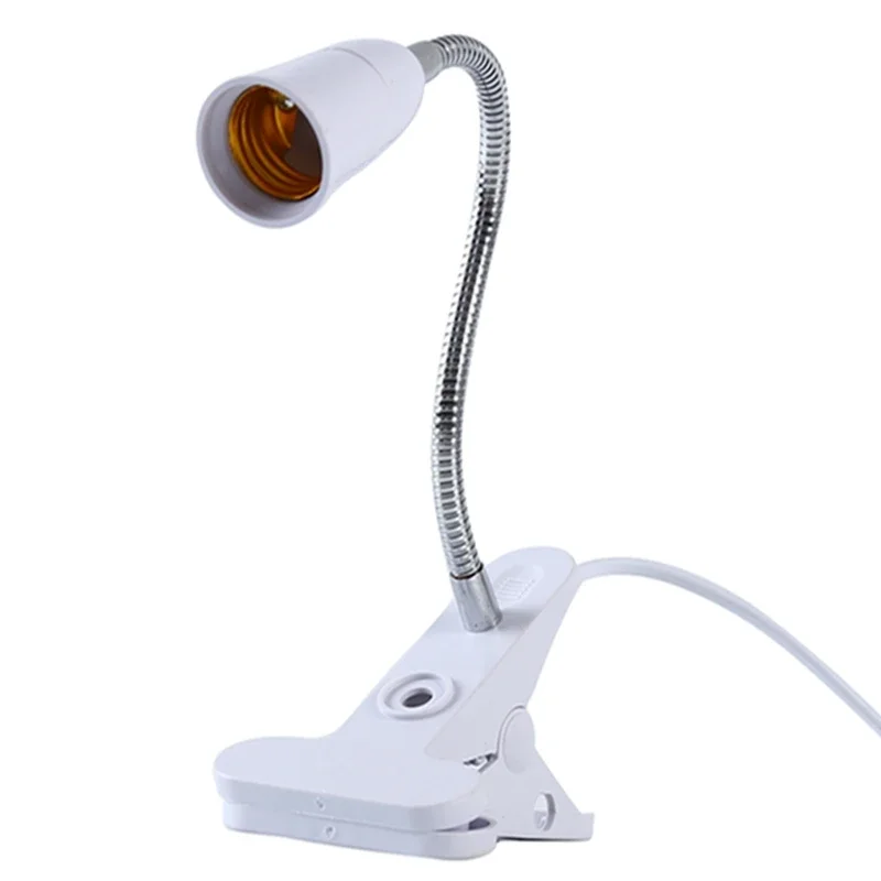 Description Picture 5 of itemWhite Flexible Light Clip Switch Lamp Holder For Desk Light LED Plant Grow Bulbs Base EU/US Plug Socket Power Cable High Quality