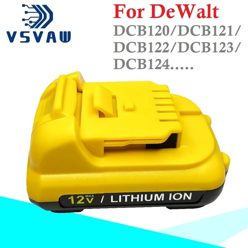 

Сменный аккумулятор VSVAW 3000 мАч Ач 12 В для DeWalt DCB120 DCB123 DCB122 DCB127 DCB124 DCB121, аккумуляторные батареи для инструментов