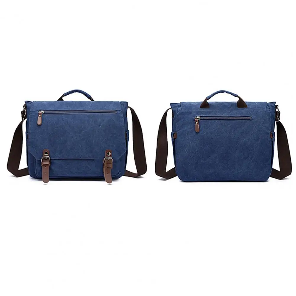 Professional Laptop Bag Men Work Bag Waterproof Canvas Business Briefcase with Shoulder Strap Buckle for Business for 15.6-inch