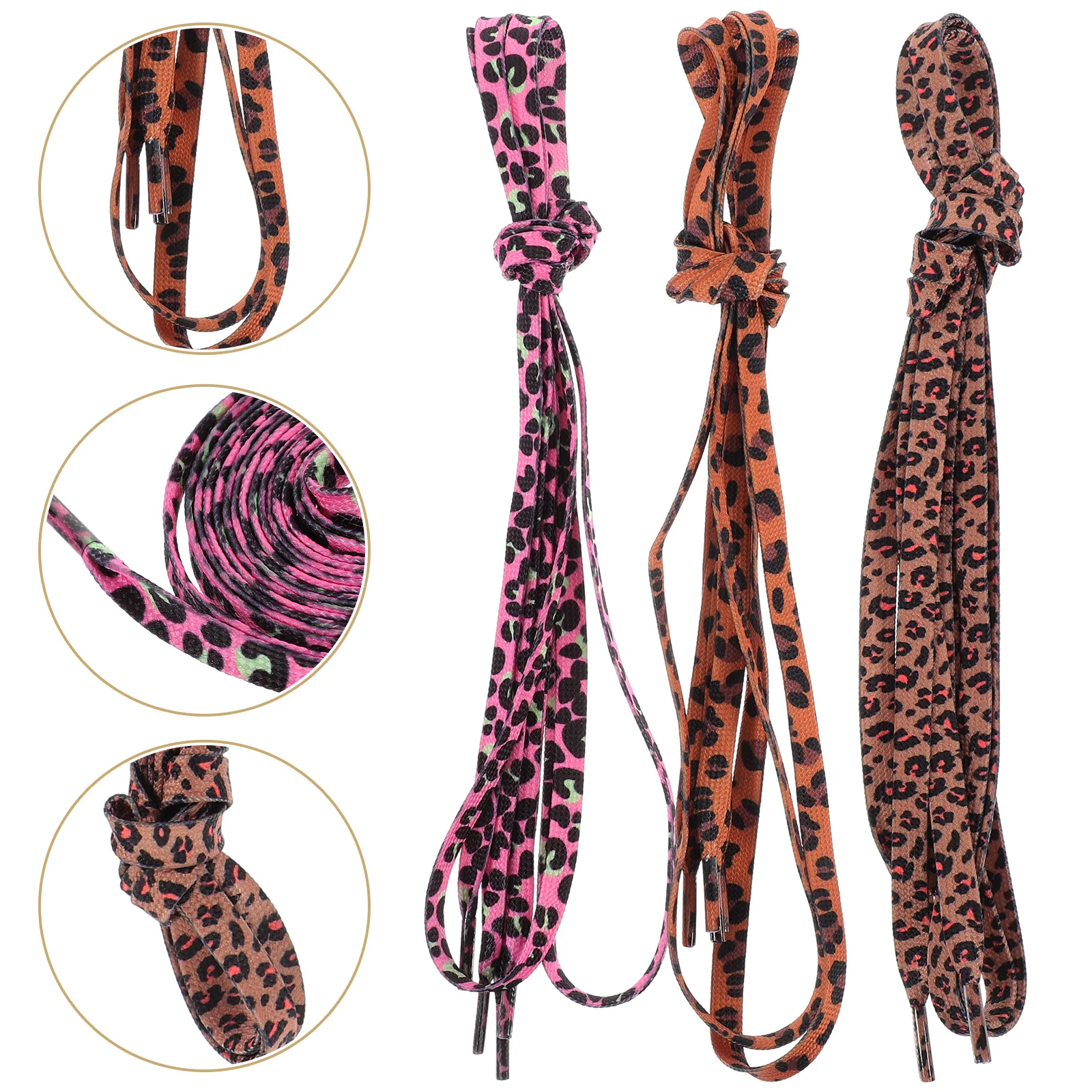 

3 Pairs Shoe Laces for Sneakers Shoelace Leopard Replacement Flat Sports Shoes Women Shoelaces