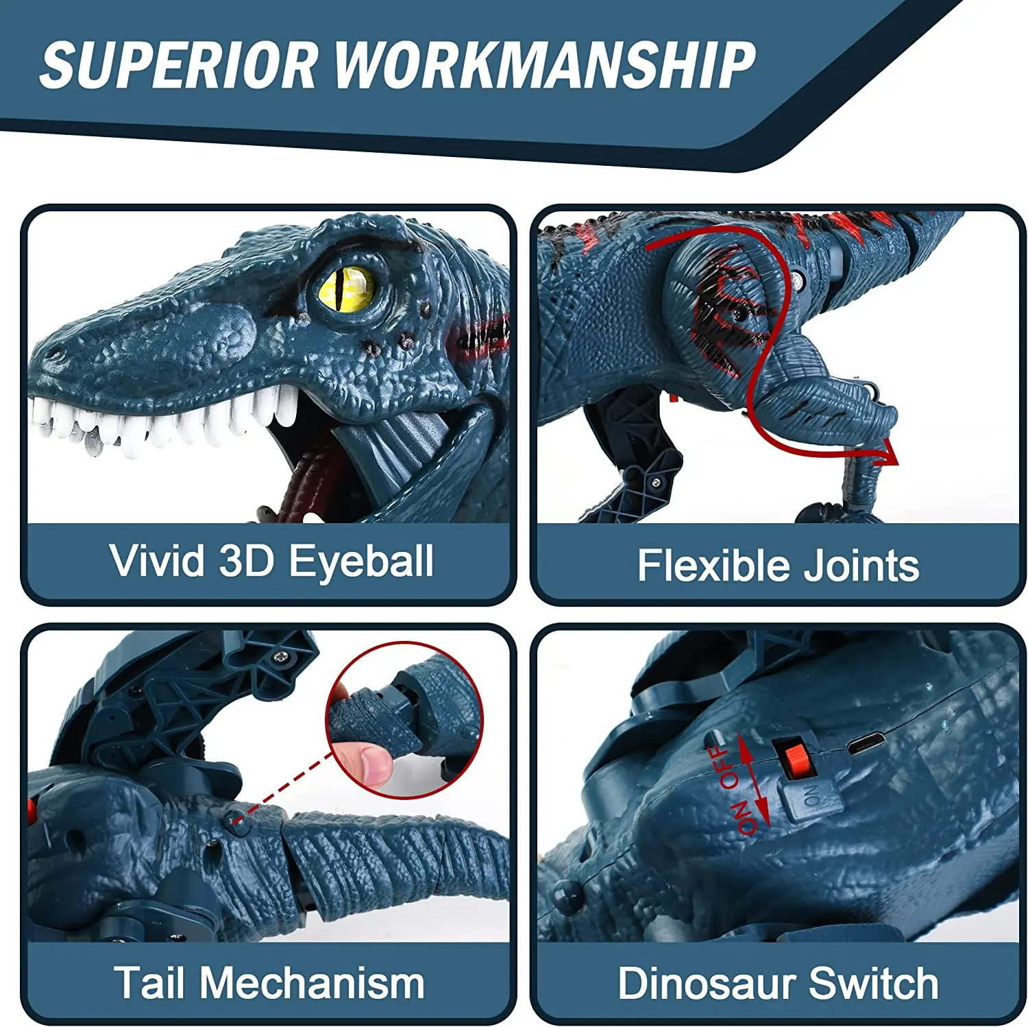 Remote Control Dinosaur Toys Remote Control Dinosaur RC Animals Electric Velociraptor Model Toy Imitates Walking and Singing Robot Toys for Boys Kids Gift