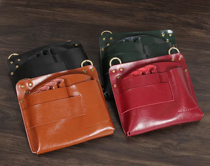 Leather Professional Barber Hair Scissors Bag Salon dressing Pouch Case  Styling  Tools
