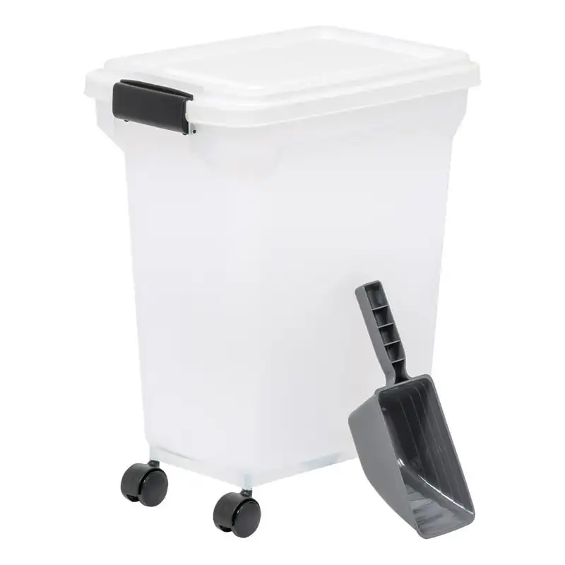 

22lb Premium Airtight Sealed Pet Dog or Cat Food Container with Scoop, White Food mat pet Pet water dispenser Slow feeder For do