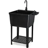 Utility Sink Laundry Tub for Washing Room, 23.6"×23.6"×36.2" Freestanding Utility Sink with Stainless Steel Faucet, Black 1