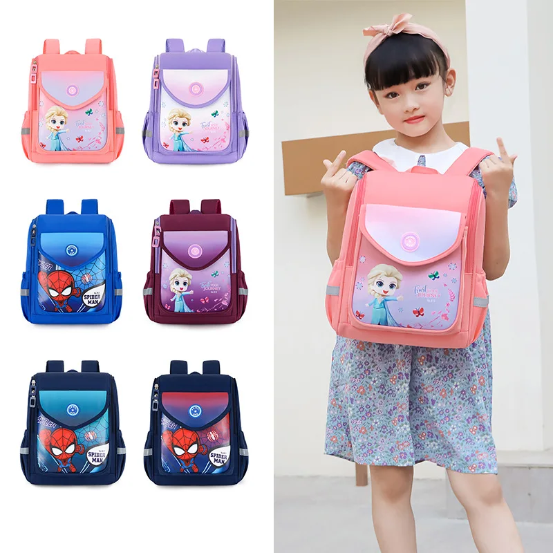 Disney Frozen Marvel School Bags For Boys Girls Elsa Spider Man Kindergarten Backpack Age 2-8 Large Capacity Kids Gifts Mochila