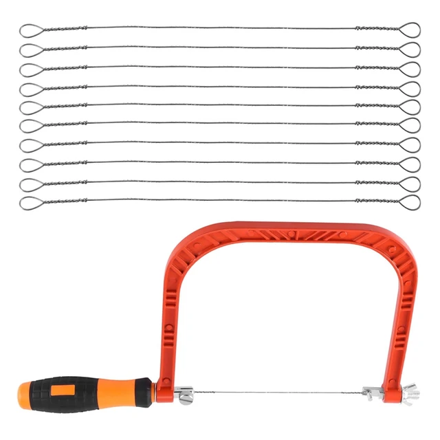 6 inch Coping Saw Hand Saw, Fret Saw Coping Frame and Extra 20 Pcs Replacement Blades Set for Wood,Plastic, Rubber,, Orange