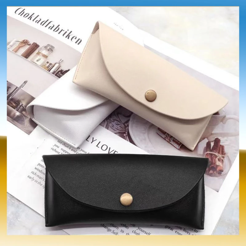 Solid Color Eyewear Cases Bags Eye Glasses Pouches Cases Leather