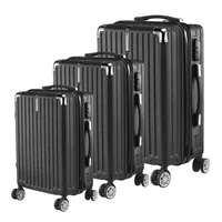 Ensemble de 3 valises rigides ABS avec poignée télescopique et roulettes pivotantes, tailles 28/24/20 pouces, pour voyages d'affaires et vacances, couleur noire 1