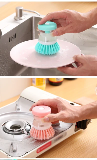 Obelix Kitchen Soap Dispensing Dishwashing Tool Brushs Liquid Dispenser  Brush Wash Bowl Pot Scrubber Wash Cleaning Tools Brush - AliExpress