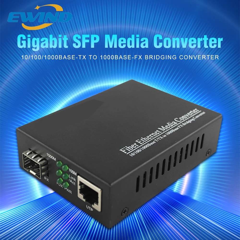 SFP Media Converter Gigabit Transceiver Module 100/1000Mbps Fast Ethernet sfp to rj45 converter ethernet 1Fiber SFP switch 1RJ45 smart electronics usr es1 w5500 chip new spi to lan ethernet converter tcp ip module