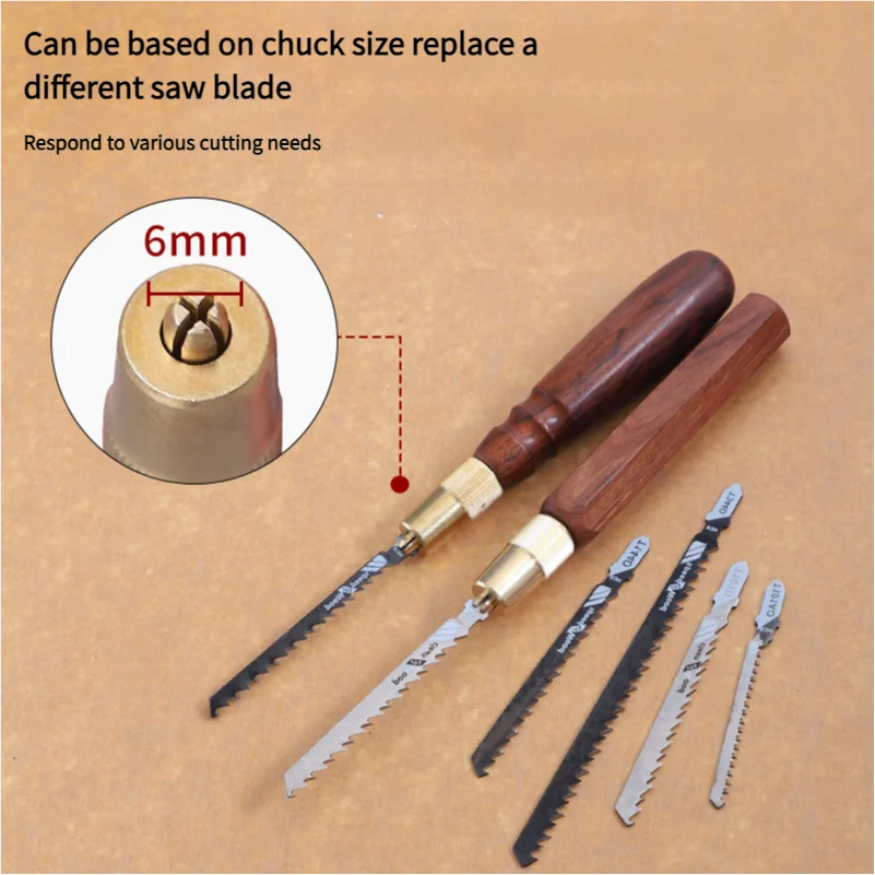 Woodworking Hand Saw Kit with 5 Saw Blade DIY Craft Mini Handsaw Set Wooden Handle Flush Cutting Saw Household Wood Cutting Tool 6