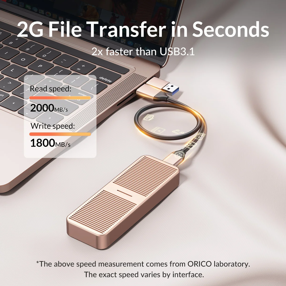 Orico-nvme Case Ssd com Colete de Resfriamento Embutido Alumínio Atualizado tipo c Gabinete Ssd m2 Nvme para Unidade de Estado Sólido 20gbps - Imagem 2