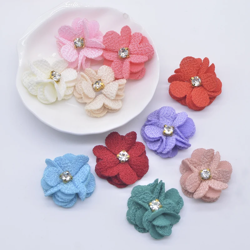 10 Stück 25 mm Mesh-Gardenia-Blumen-Applikationen für DIY-Kopfbedeckungen, Haarspangen, Dekoration, Zubehör, Kleidung, Hut, Schuhe, Basteln, Nähflicken