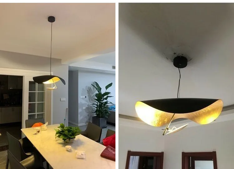 Nordic Leaf Pendant Lamp Copper Chandelier Creative Living Dining Bar Kitchen Island Lanterns LED Curved Pendant Light