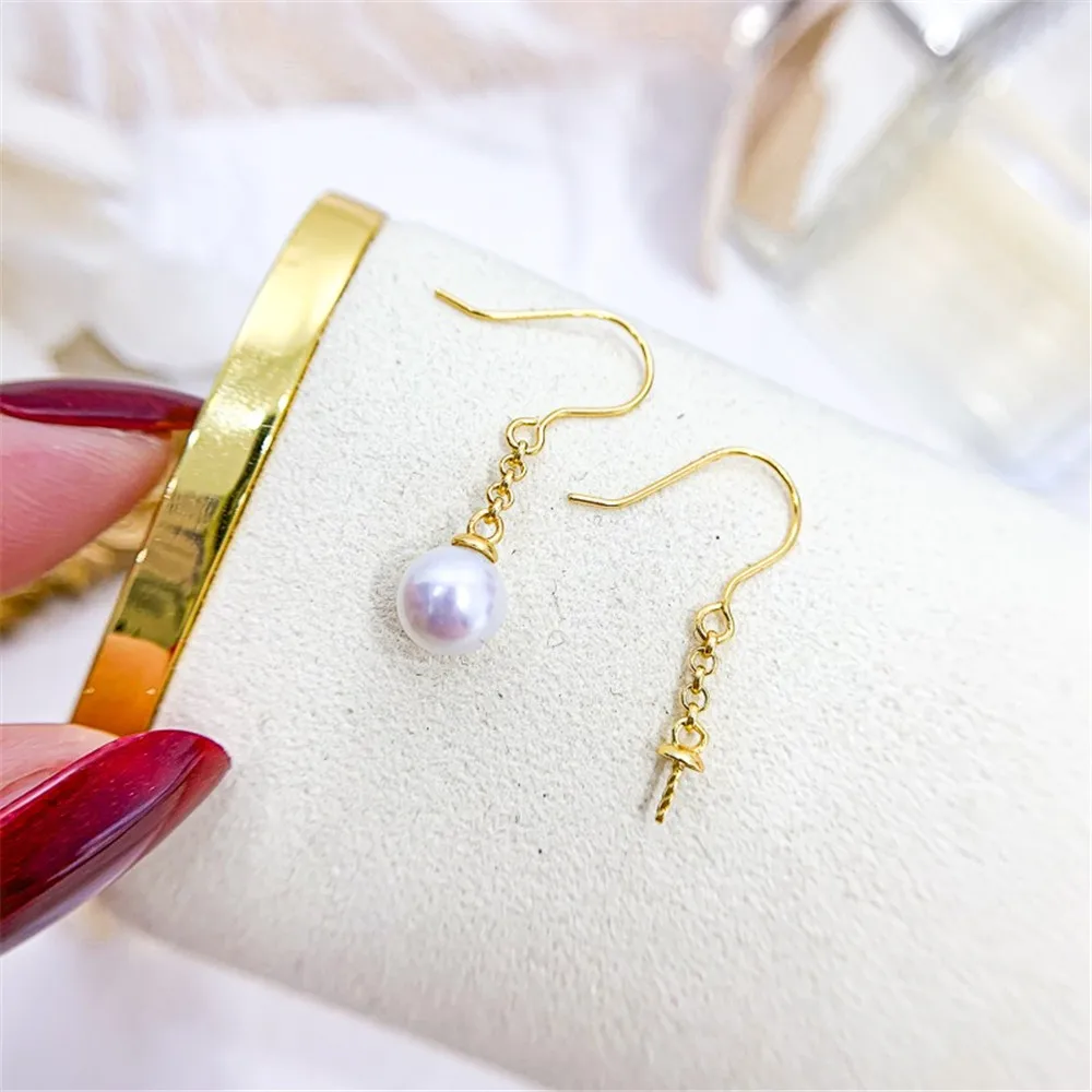 

DIY Pearl Accessories S925 Sterling Silver Earrings Empty Fashion Silver Earrings Fit 7-13mm Round E001