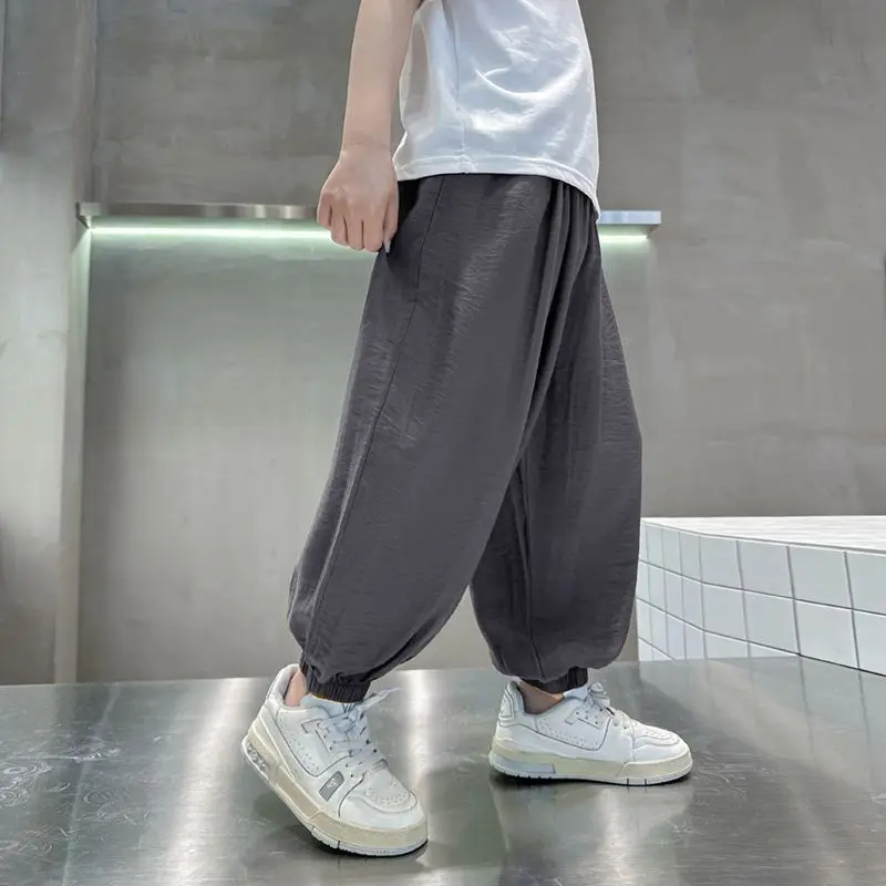 Herbst Kinder Kleidung Dünne Atmungsaktive Eis Seide Moskito-proof Hosen Casual Sport Hosen – Detail 12