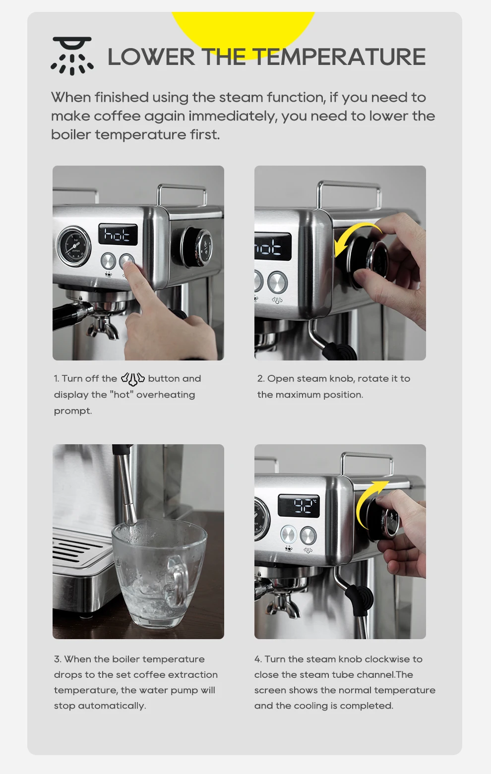 Hibrew 20bar Espresso Coffee Machine Inox Case Semi Automatic Ese Pod