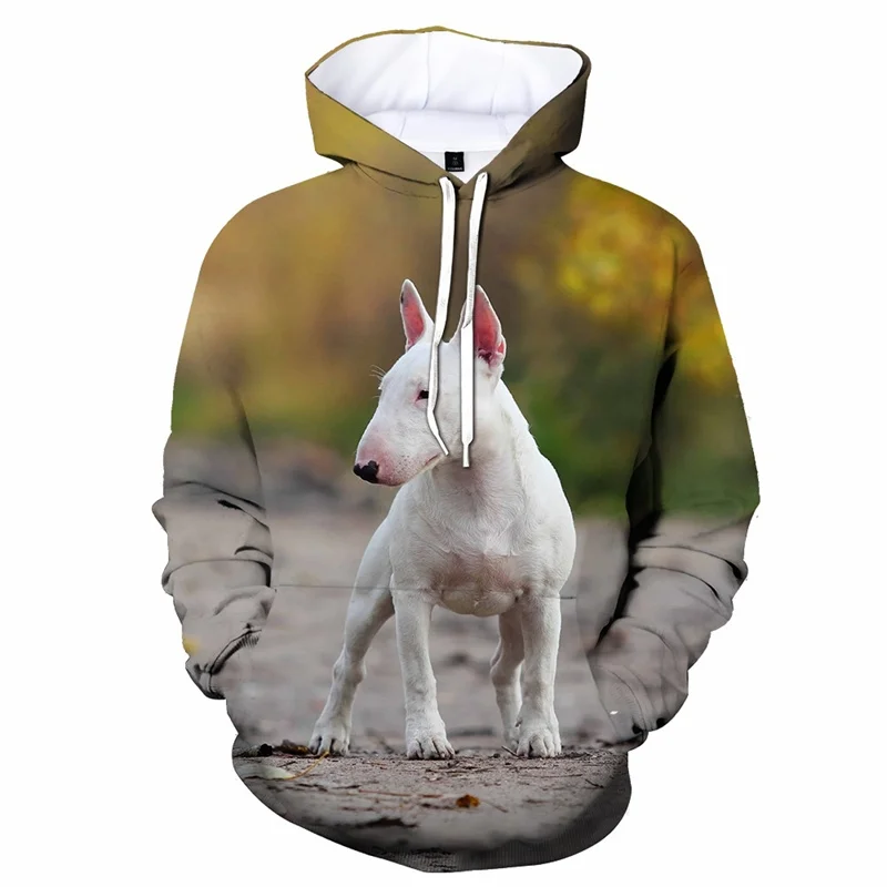 thumbnail image 1 of Sudadera con capucha con estampado 3D de bull terrier para hombre, sudadera con capucha de gran tamaño con gráficos de perros y animales, sudadera transpirable de otoño 2023, 1 of 5