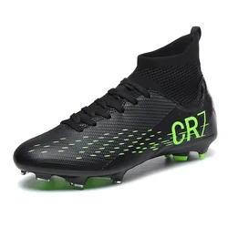 Enhanced Breathable Youth Football Shoes with Color Block Design - 45 (Black and green spikes)