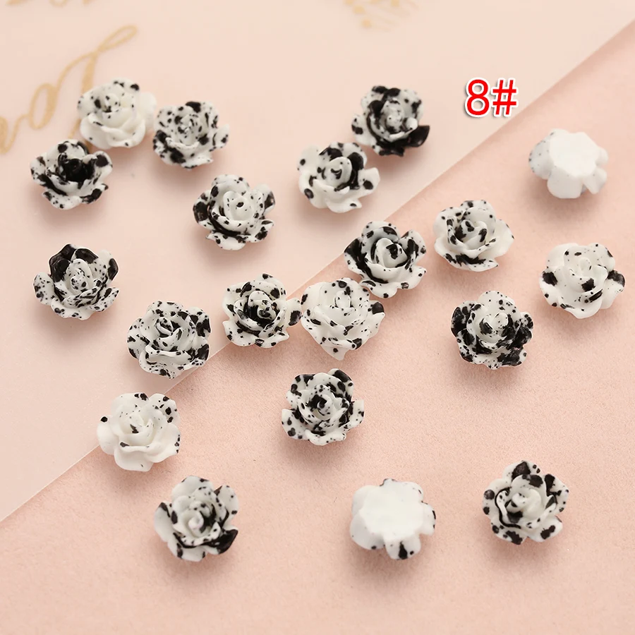 Set of 100 Miniature Resin Rose Flatback Cabochons for Crafting and Decoration