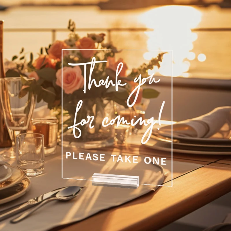 Thank You For Coming Favors Please Take One Clear Glass Look Acrylic Wedding Sign Dessert Table Birthday Party Decoration