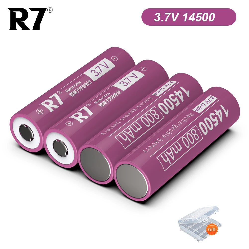 Pila Batteria 14500 Litio Ricaricabile 3.7V 3000 mAh con Paglietta per