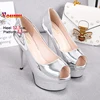 Peep Toe Single Shoes Women Banquet High Heels 12.5CM Stiletto Silvery Party Dress Shoes Spring Autumn Office Work Female Pumps 2