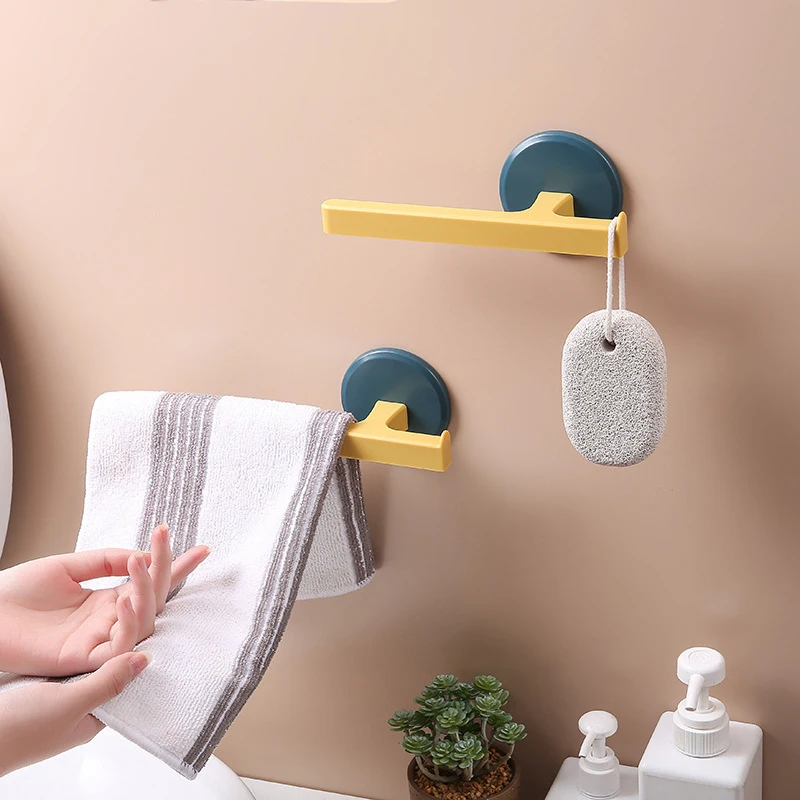 Self-adhesive Towel Holder Bathroom Organizer Wall Shelf Towel Hanger Bathroom Rail Hanger Kitchen Accessories