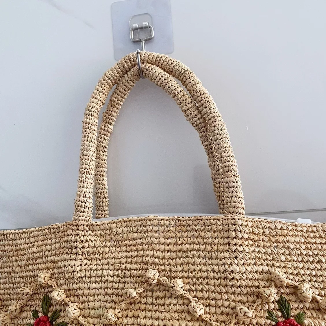 Bohemian Flower Straw Bag Handbag Summer Raffia Beach Bags for Women Shoulder Bag Handmade Bali Travel Woven Rattan Bags Tote