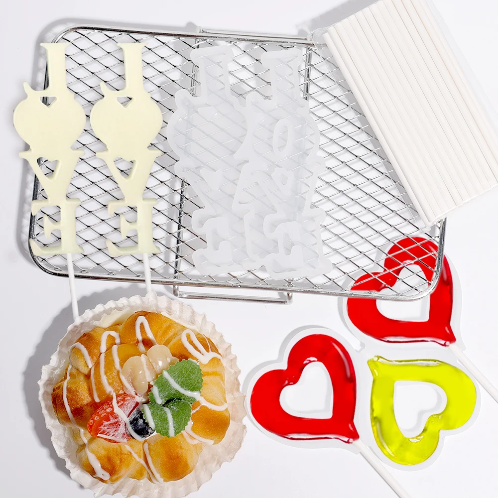 Hollow Heart Shape Silicone Lollipop Molds Chocolate Candy - Temu
