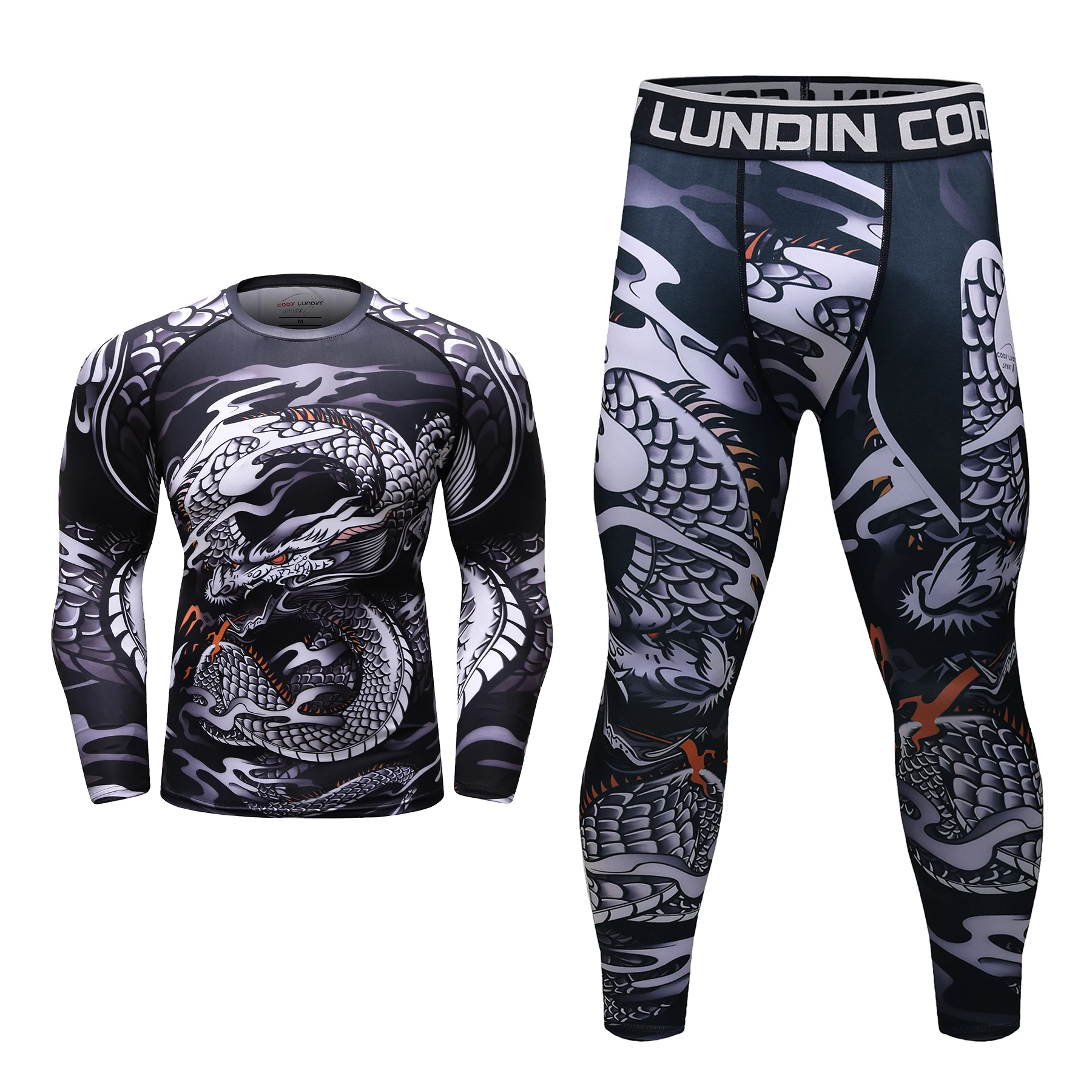 Cody Lundin 러쉬 가드 Sportsuit MMA 티셔츠 + 바지 MMA 반바지 4PCS 브라질 Jiu Jitsu Bjj 복싱 저지 남성용 격투 세트