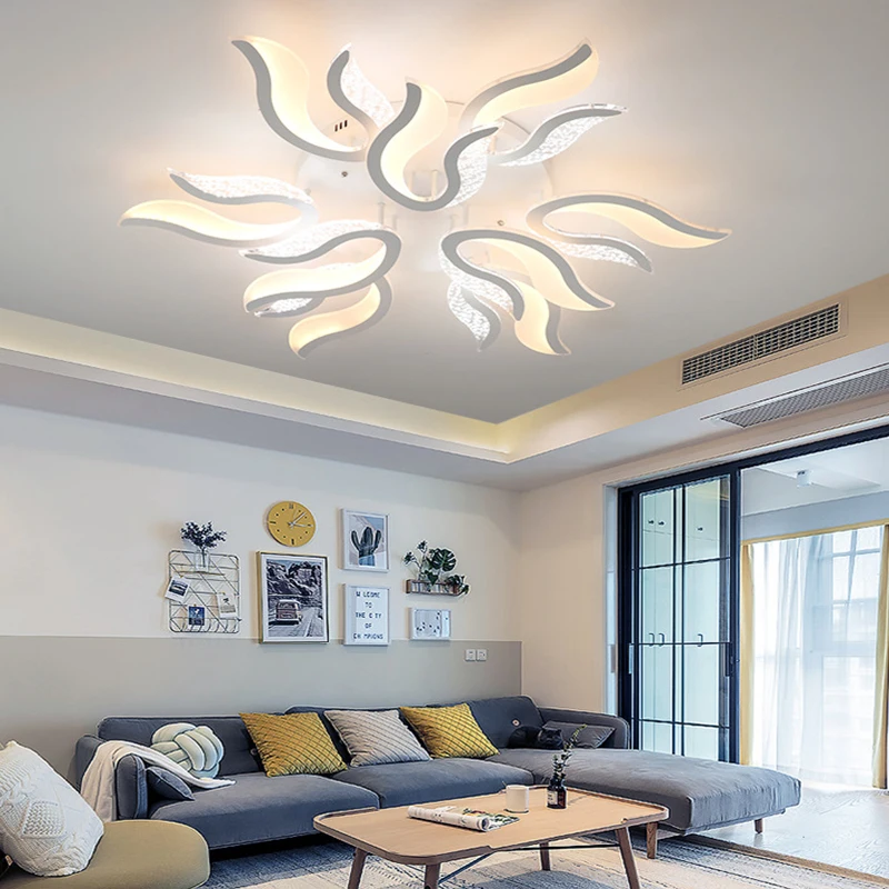 Plafoniera LED Dimmerabile Soggiorno Lampada da Soffitto Moderna Fiori Design Lampadario 45W Sala da Pranzo Bianco Plafoniere Per Ufficio Camera da Letto Tavolo da Pranzo Lampade a Sospensione