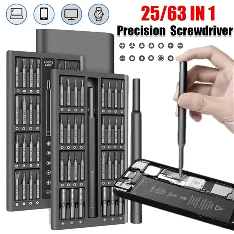 

25/63 In 1 Screwdriver Set Precision Magnetic Screw Driver Bits Hex Bit Handle Mobile Phone Repair Screwdrive Kit Tools