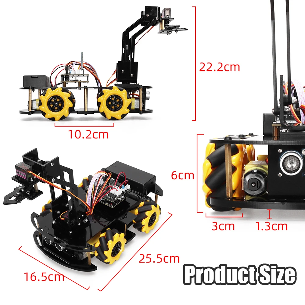 Electronic DIY Kit Smart Robot Car Kit Smart Robot Arm Kit For Arduino Programming Automation Kits Robotic Arm Coding Robotic Electronic Kit Education Big Public Sets