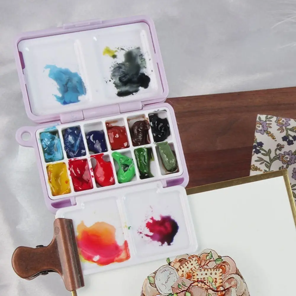휴대용 미니 페인팅 박스, 컴팩트하고 분리 가능한 수채화 물감 팔레트, 빈 서브팩 디자인 플라스틱 색소 상자
