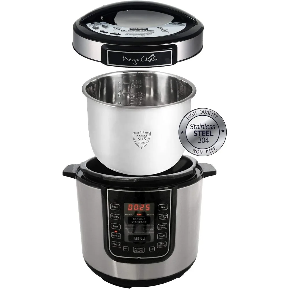 Digital Pressure Cooker 6 quart Multifunctional Stainless Steel Preset Timer