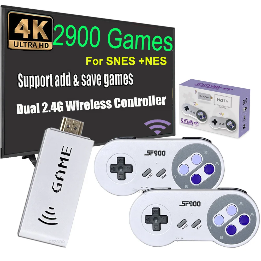 Retro Console SF900 Built In 1500 2900 Classic Games Video Game Console Wireless Controller 16 Bit HD Game Stick for Snes Nes