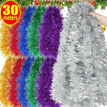 1.5/30M Colourful Christmas tinsel decorations Garland Xmas Tree Wrapping Tinsel 1