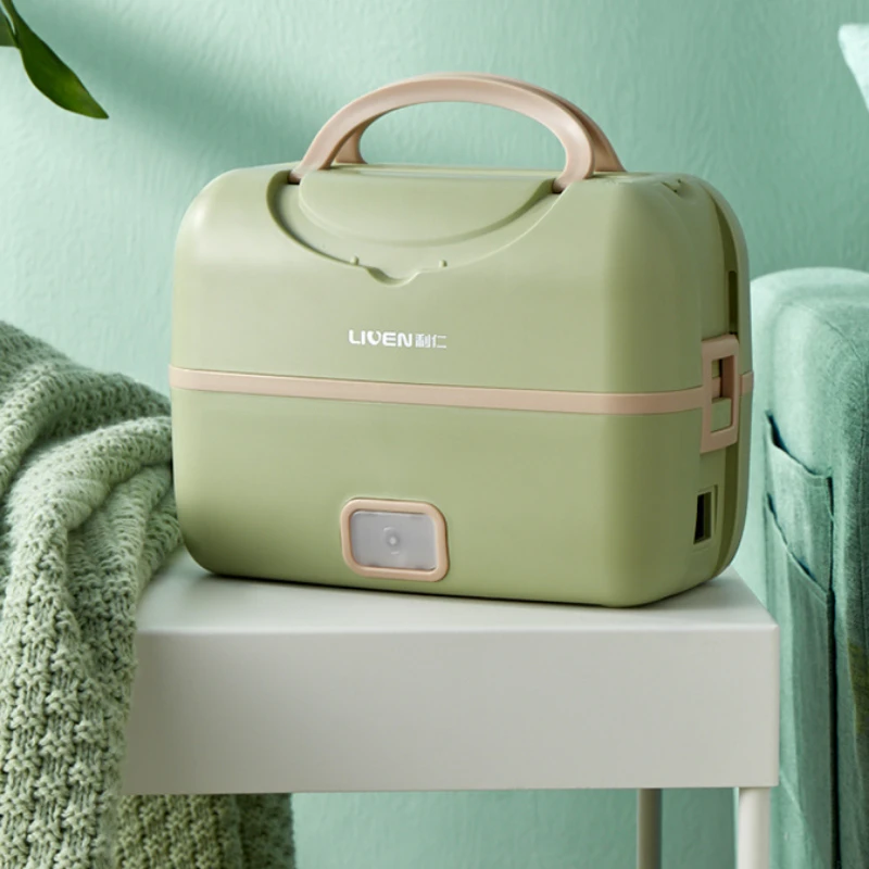 Multi Rice Cooker Electric Heating Lunch Box Portable Cooking Pot Stainless Steel Inner For Travel With Tableware