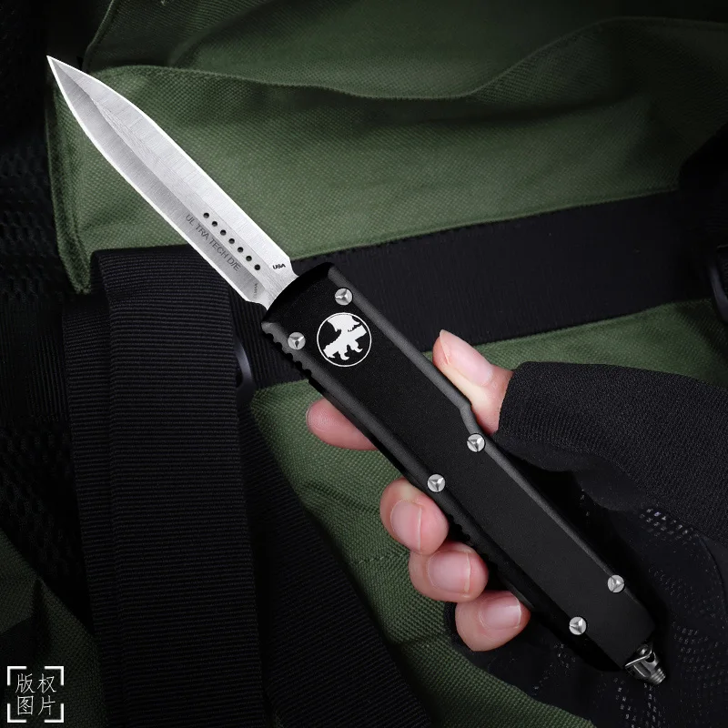 

UT UTX MICRO ULTRA OTF TECH KNIFE Ultratech D2 Steel DE Blade CNC Handle EDC Self Defense Combat Tactical Pocketknife