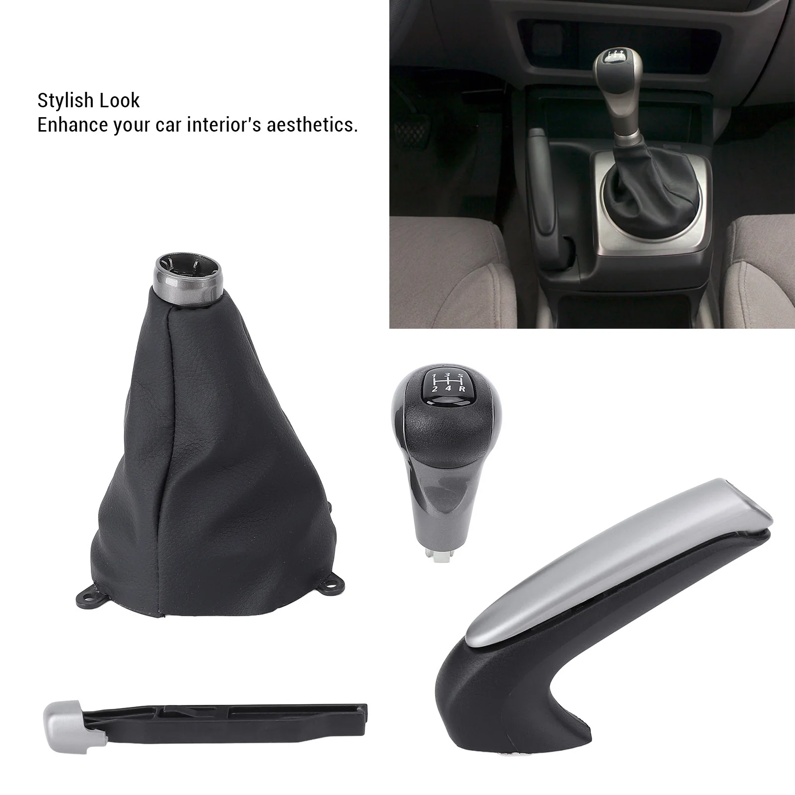 Manual Gear Shift Stick Knob 5 Speed Enhanced Comfort Stylish Look Gear Shift Knob Set High Strength 54102-SNA-A01 for Vehicle