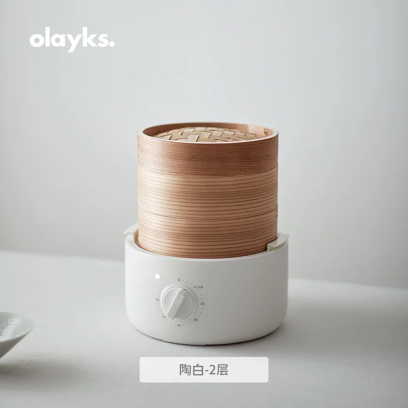 Orayks Bamboo Cage Electric Steamer Multifunctional Household Electric Steamer Fully Automatic Breakfast Machine for Steaming