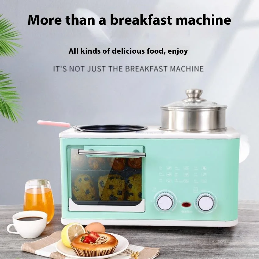Multifunctio 4 in 1 Breakfast Machine Mini Bread Toaster Baking Oven Omelette Fry Pan Hot Pot Boiler Food Steamer home appliance 2