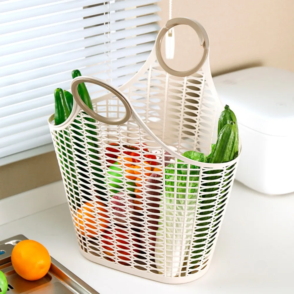 Portable Drainable Shower Basket Multifunctional Hollow Out Bath Basket Large Capacity Washing