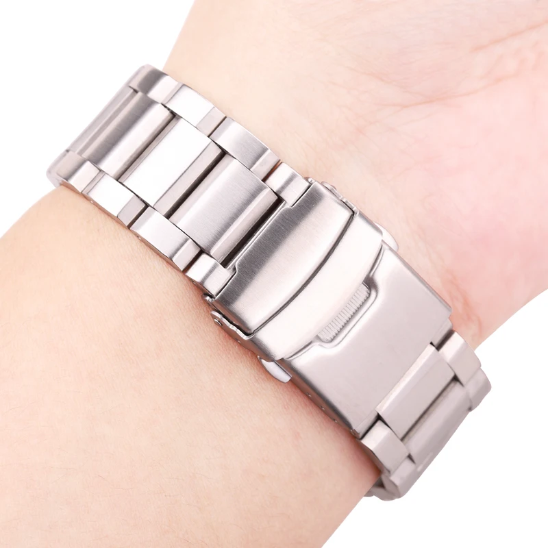 Elegant Multicolor Solid Stainless Steel Watch Band Strap Bracelet (Blue/Black/Gold)