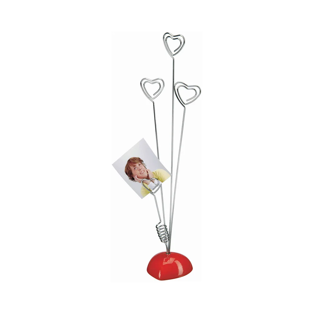 Photo Card Holder Red Heart Base 4 Heart Wire Clip Multi Message Memo Picture Clamp Table Place Card Wedding Favo Decoration plastic clips monitor memo board clip