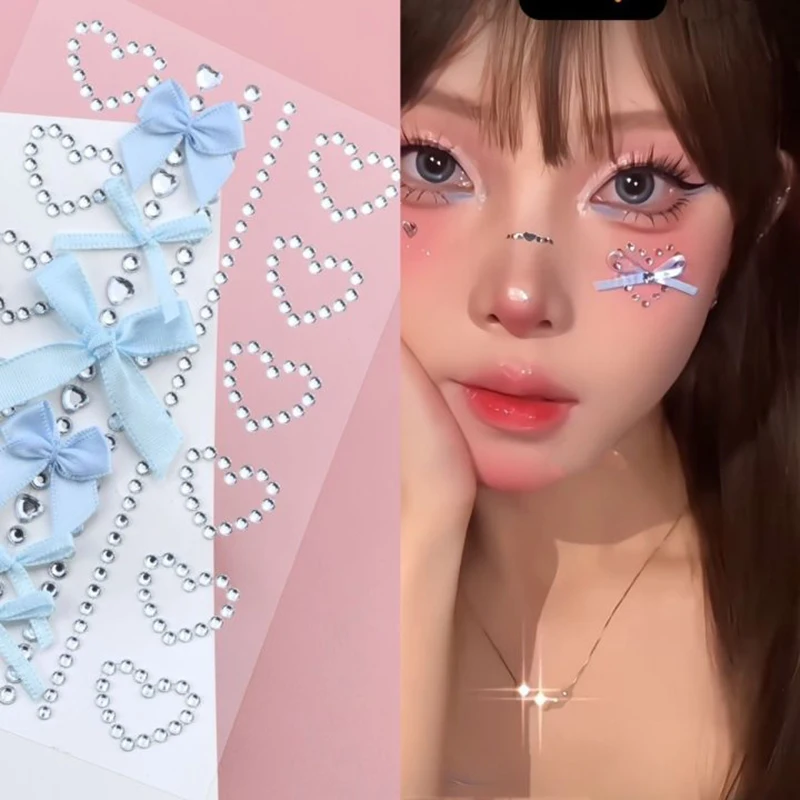 Pink Crystal Diamond Face Stickers Self Adhesive Body Art Tattoos